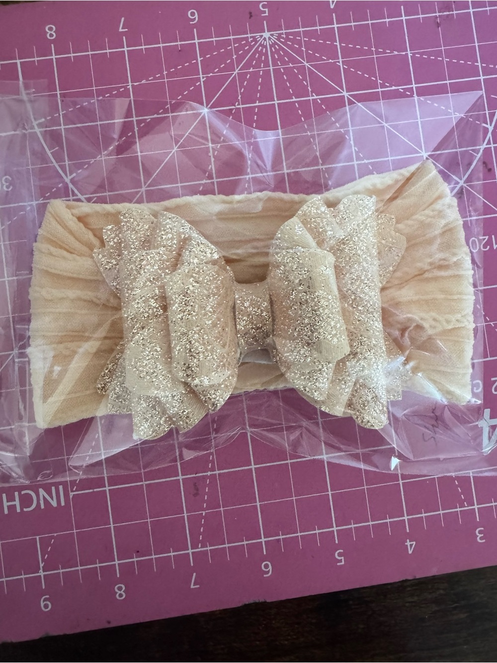 Sparkle Bow Stretch Headband - Cream
